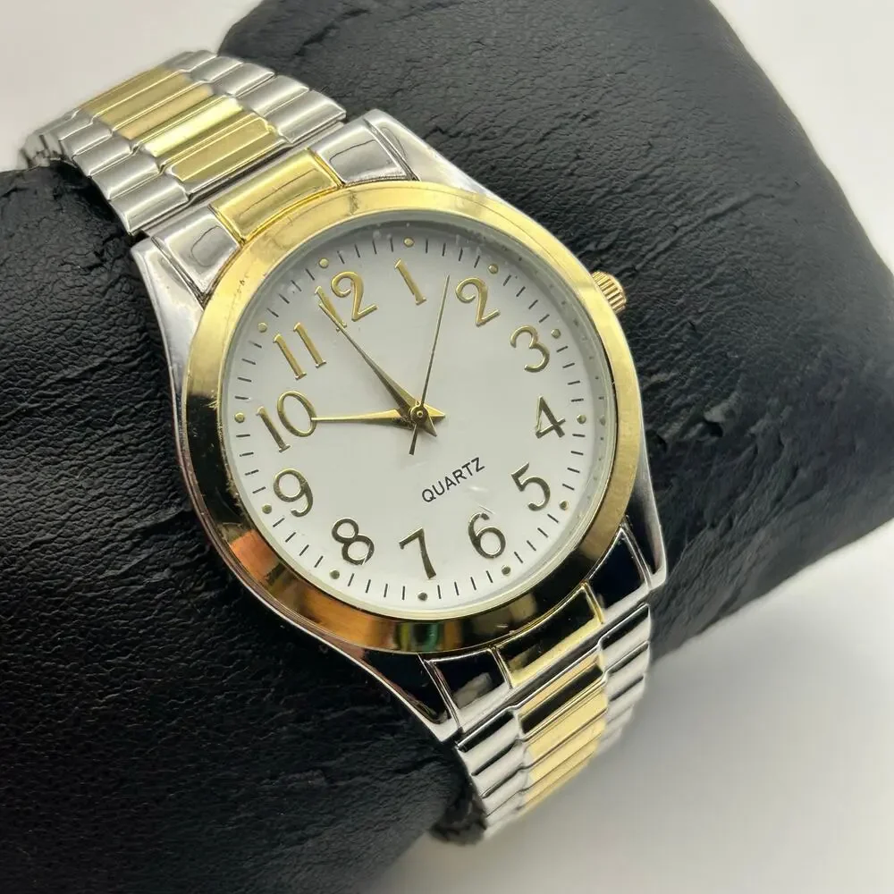 Accutime Watch Corp Two-tone St. Steel Classic Men’s Watch Working New Battery
